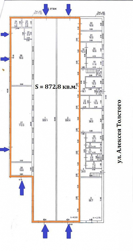 Сдаю помещение в торговом центре на 1 линии проездной улицы, 872,8 м² фото