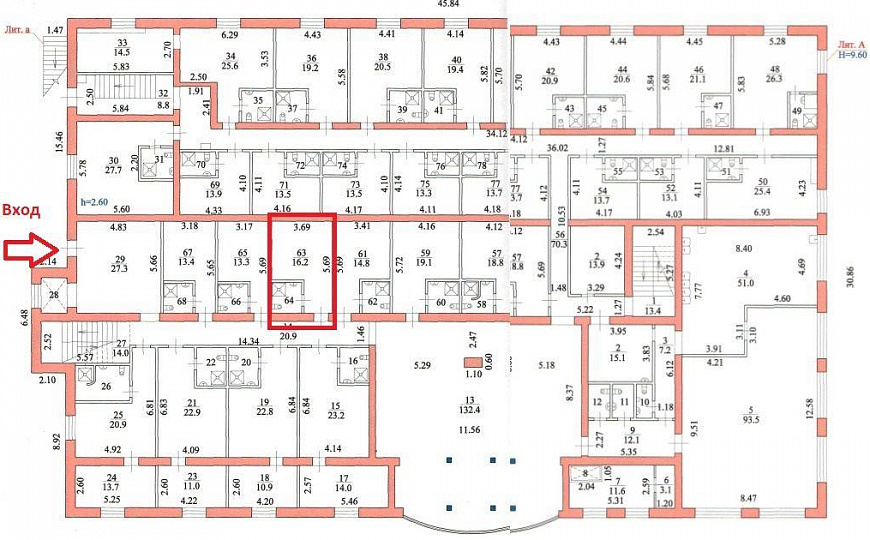 Помещение с санузлом в гостинице Плаза, 20.2 м² фото