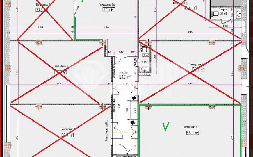 Помещение свободного назначения с витражными окнами, 58,9 м2 фото