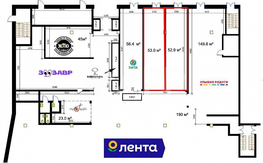 Сдам помещение в ТЦ с Супер Лентой, 53 м. фото