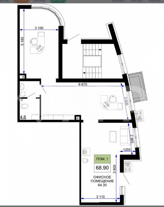 Продаю торговые помещения на 1 этаже, от 38 до 335 м² фото